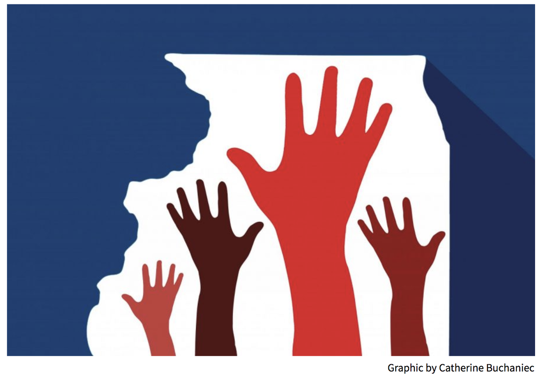 Hands Raised for Census Graphic by Catherine Buchanie, Daily Northwestern